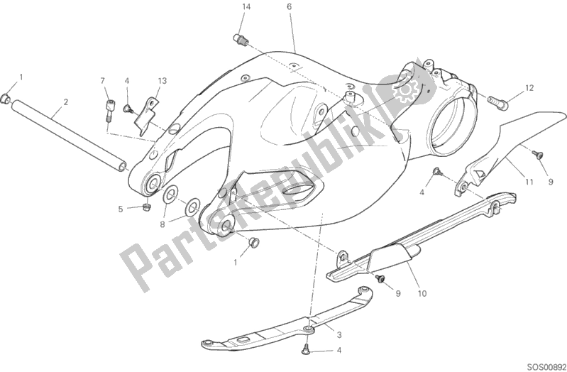All parts for the Swing Arm of the Ducati Multistrada 1260 ABS USA 2020